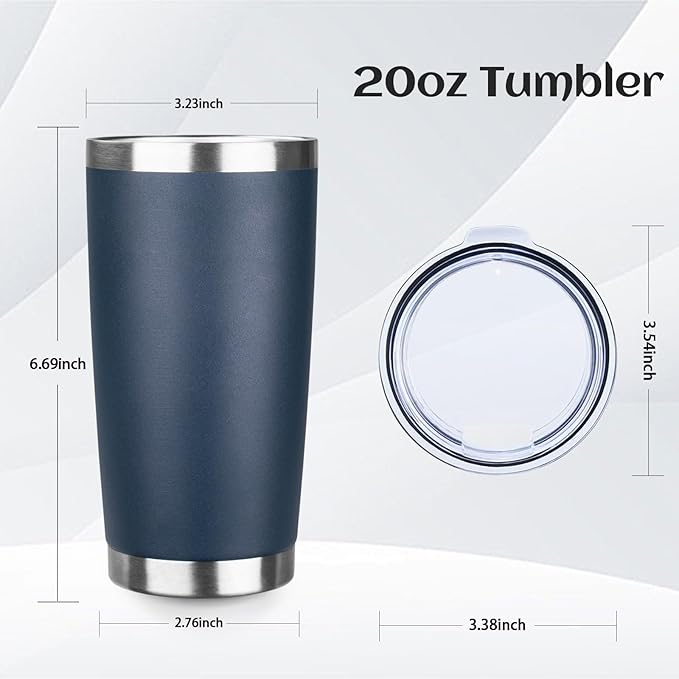 StarSpeed 20oz Tumbler Bulk with Lid, Stainless Steel Insulated Tumblers Double Wall Vacuum Insulated Travel Mug, Powder Coated Coffee Cups for Hot and Cold Drinks(Navy Blue,8) - Bloomnest