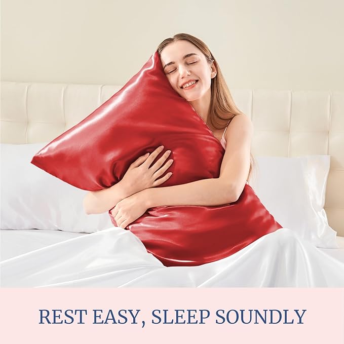 BEDELITE Satin Pillowcase for Hair and Skin, Super Soft Similar to Silk Pillow Cases 4 Pack with Envelope Closure, Cooling Pillowcases for Women Men (20"x30" Queen Size, Baked Apple) - Bloomnest