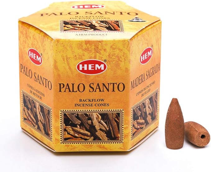 HEM Palo Santo Backflow Incense Cones – 20 Aromatherapy Cones | Long Lasting 40 Min Burn(Single Cone) | for Spa, Yoga, Reiki, Meditation, Healing, Relaxation & Home Fragrance HEM