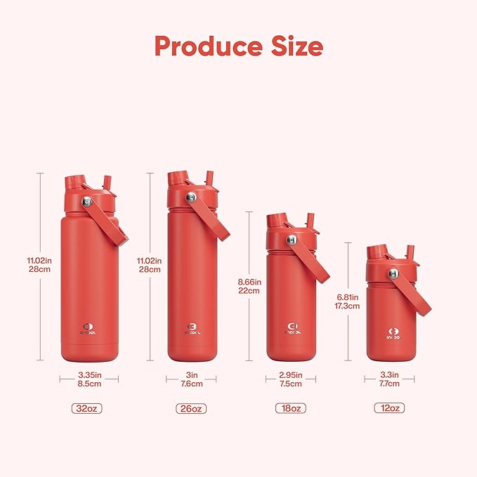 Kids Insulated Water Bottle with Straw - 12oz Stainless Steel Water Bottle with Dual Spouts, Leak-Proof, BPA-Free, Double Wall Vacuum Keeps Cold for 24 Hours for Sports, Travel, School (Tawny Orange) ENCOOL