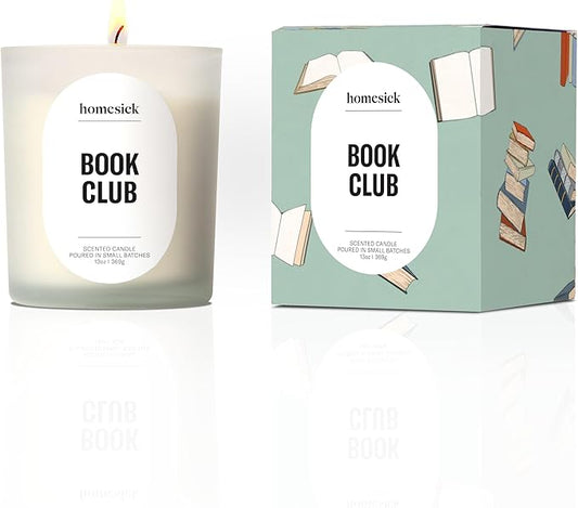 Homesick Book Club Scented Candle – 13 oz Soy Wax Candle with Organic Cotton Wick, 60–80 Hour Burn, Orange Cinnamon Vanilla Amber Scent, Reusable Glass Jar, Wedding & Engagement Gifts for Couples - Bloomnest