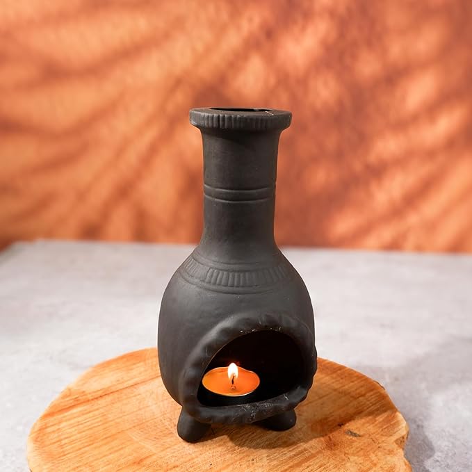 Handcrafted Palo Santo Burner–Mexican Style Clay Incense Dish for Aromatherapy and Stress Relief–Compatible with Wood Sticks, Sage,Cone Incense–Mini Home Altar with Unique Chimney Design - Bloomnest
