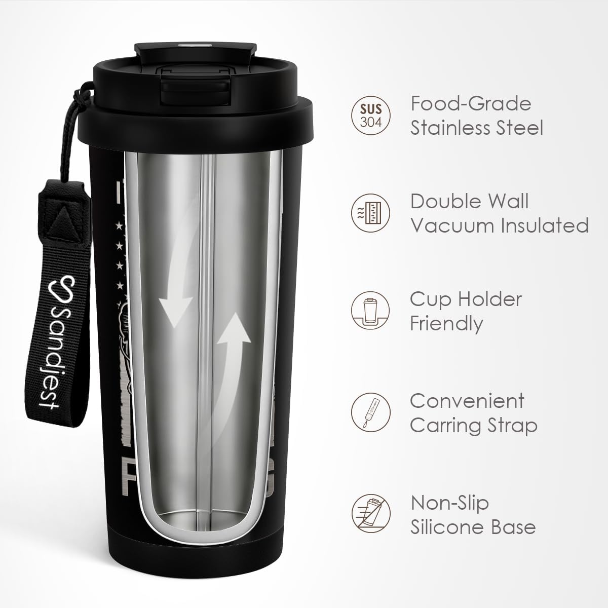 Fishing Tumbler - Stainless Steel 2-in-1 Lid Coffee Tumbler 18 oz, Insulated Travel Mug Gift for Men Husband Dad, Birthday Christmas