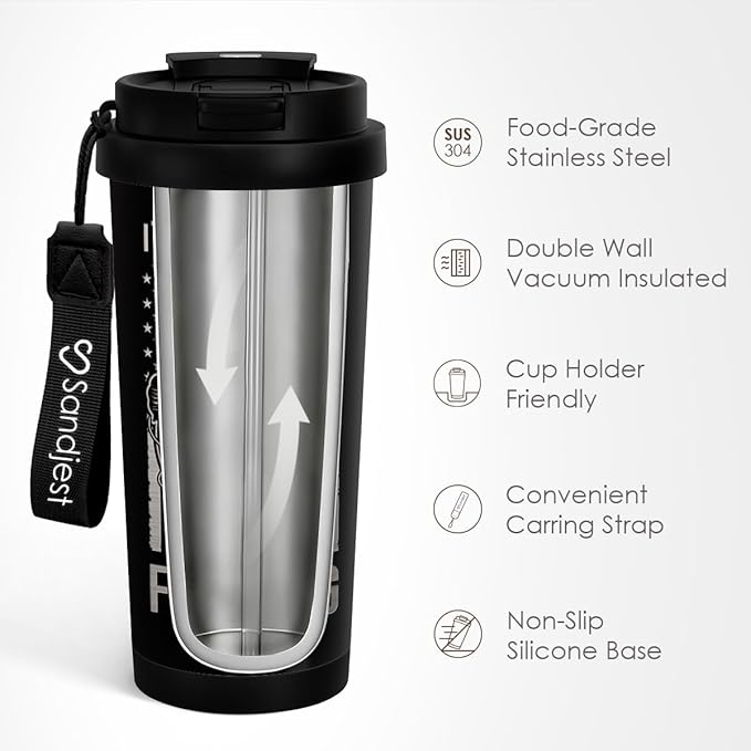 Fishing Tumbler - Stainless Steel 2-in-1 Lid Coffee Tumbler 18 oz, Insulated Travel Mug Gift for Men Husband Dad, Birthday Christmas - Bloomnest