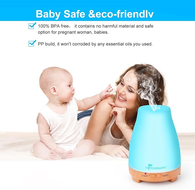 Diffuserlove Essential Oil Diffusers 200ML Remote Control Diffuser Mist Humidifiers BPA-Free Aromatherapy Diffuser (Yellow Base) Diffuserlove