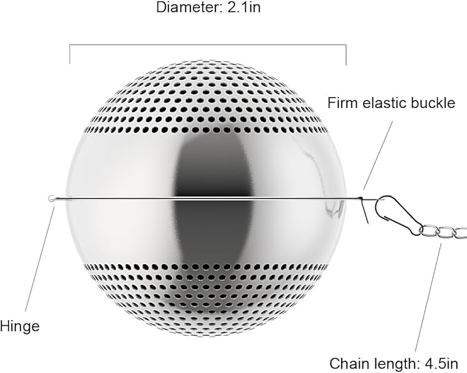 Food Grade 304 Stainless Steel Mesh Tea Ball 2.1 Inch Tea Infuser Strainer Filter Diffuser for Loose Tea - Bloomnest