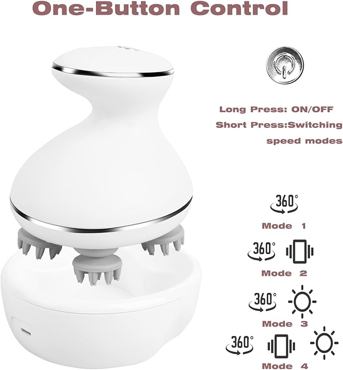 Electric Scalp Massager with red Light Therapy,Waterproof Head Massager with 108 nodes,4 Modes,Wireless Charging to Relieve deep Tissue Pressure mxm2mxm---Letlifebekindtohealthletlifeflourishandimprove