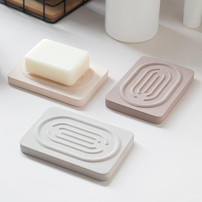 Soap Tray Water Absorbing Diatomite Dish Shampoo Bar Soap Holder Quick Dry Stone Soap Bar Holders Fast Drying Soap Saver Diatomaceous Earth Dishes for Shower Bathroom Bathtub Sink Organizer (Brown) - Bloomnest
