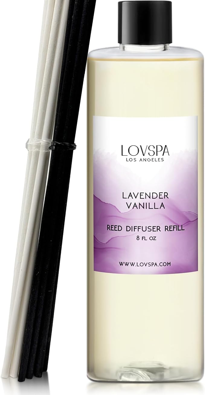 LOVSPA Lavender Vanilla Diffuser Oil - Essential Oils for Diffuser Refill & Air Freshener Room Spray - Long-Lasting & Natural Home Fragrance, Scented Oil for Diffusers, USA Made, 8 oz - Bloomnest