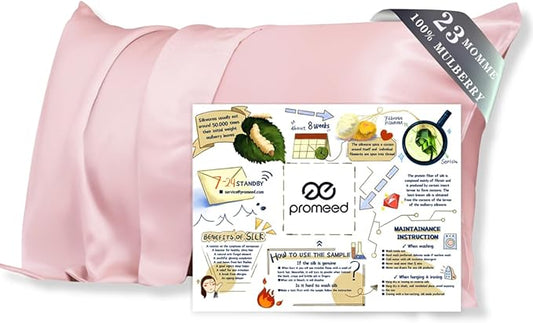 PROMEED Natural 23mm Silk Toddler Pillow Cases 13 x 18 with Hidden Zipper, Both Sides Oeko-TEX Certified Real Mulberry Silk Pillowcase Toddler/Travel Size (Toddler/Travel-13 x18, Pink) - Bloomnest