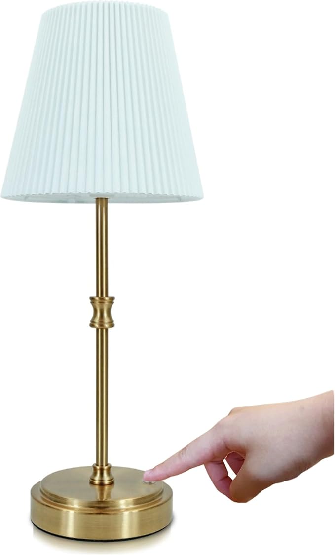 Cordless Table Lamp Rechargeable Vintage Gold-5000mAh Battery Operated Lamp for Decor, 2700K Stepless Dimming Touch Control Wireless Lamp for Bedroom, Living Room, Office, Dormitory - Bloomnest