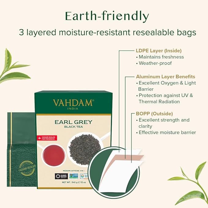 VAHDAM, Earl Grey Tea Loose Leaf 170+ Cups (340g/12oz) Citrusy & Delicious Black Tea blended with 100% Natural Oil of Bergamot | Brew Hot/Iced Tea - Bloomnest
