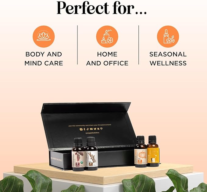Fall Essential Oils Set for Diffuser - Extra Large 100% Pure Autumn Essential Oil Blends Gift Set with Pumpkin Spice Cedarwood Vanilla Spice & Focus - Aromatherapy Gift for All Occasions (4x30mL) - Bloomnest