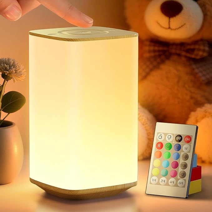 Auxmir Nursery Night Light for Kids, Touch Dimmable Night Lamp with 256 RGB Color Changing for Baby Adult, Breastfeeding, Sleep Aid, 4000mAh Rechargeable Bedside Table Lamp with Timer, Soft Eye Caring - Bloomnest