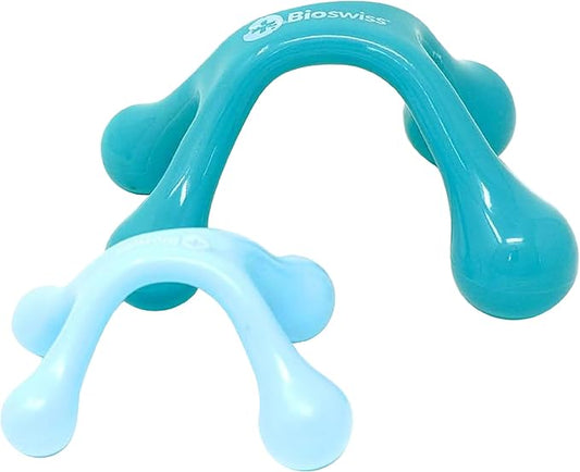 BioSwiss 2-Pack Handheld Full Body Massager, 4-Leg Pressure Point Tool for Back, Neck, and Shoulder, Includes 1 Large and 1 Small Bioswiss