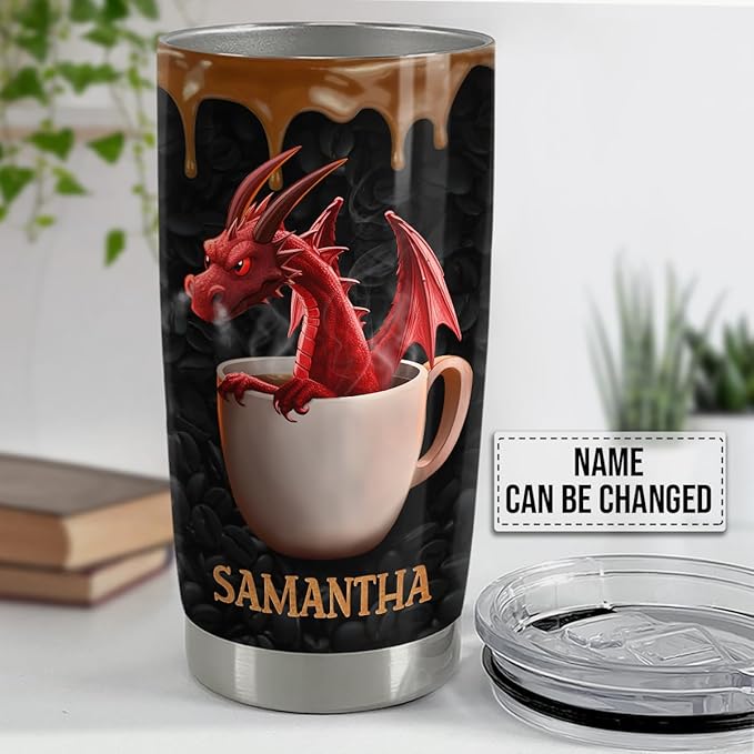 SANDJEST Personalized Dragon Tumbler Funny Dragon Coffee 20oz 30oz Tumblers with Lid Gift for Coffee Lovers Dragons Love Women Girl Friends Christmas Birthday - Bloomnest