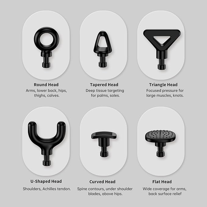 Dual-Head Massage Gun Deep Tissue with Extension Handle, 3-in-1 Detachable Handheld Percussion Back Massager for Muscle Neck Shoulder Body Pain Relief - 6 Speeds Levels (Glossy Pink) - Bloomnest