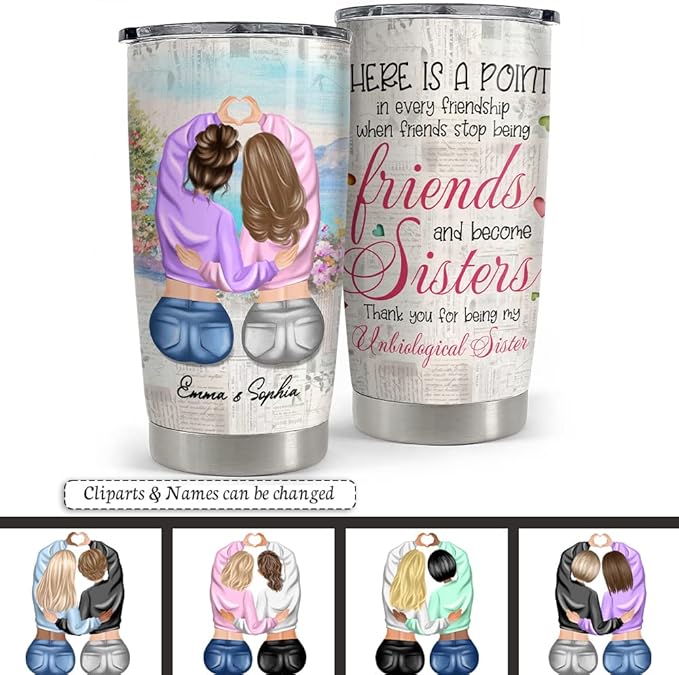 SANDJEST Personalized Best Friend Tumbler 20oz & 30oz with Lid - Gift for Best Friends, Women, Girls, Sister - Christmas, Birthday - Bloomnest
