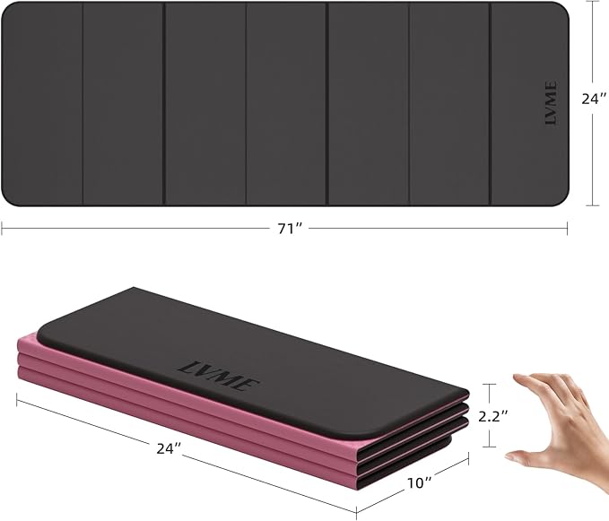 Foldable Yoga Mat, 0.32 inches Thick(8mm), SGS Certified, Non Slip, 71 x 24 inches, Foldable for Travel, Pilates, Camping, Environmental Sports Mat, Odorless TPE Material - Bloomnest