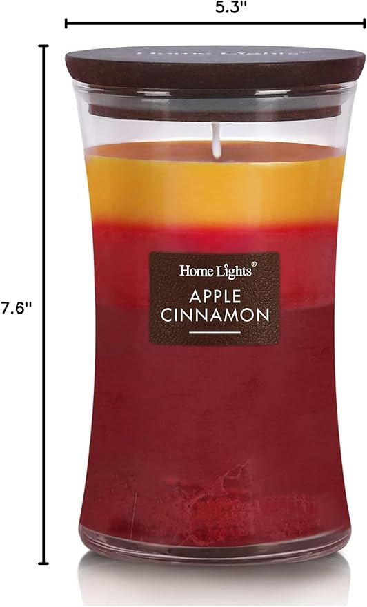 HomeLights 3-Layer Candles for Home Scented, 21.52 OZ Natural Soy Wax Scented Candles Burns Up to 100 Hours, Large Jar, Apple Cinnamon - Bloomnest