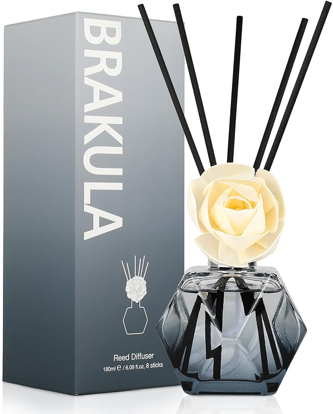 Brakula Reed Diffuser Set, 6.09 fl oz (180 ml)-Lavender Vanilla with 8 Reed Sticks, Home Fragrance Reed Diffuser for Bathroom Shelf Decor - Bloomnest