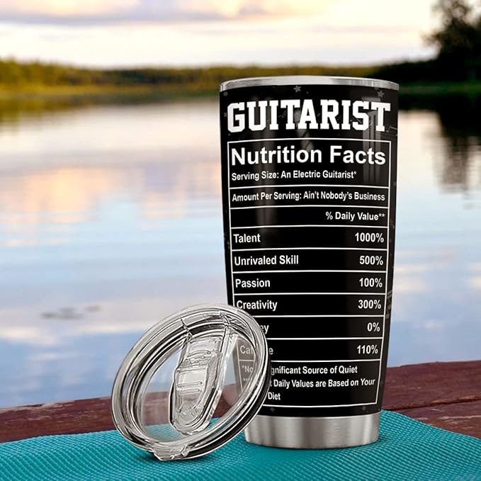 winorax Personalized Guitar Tumbler Electric Guitarist Nutrition Facts Customized Gifts Tumblers Stainless Steel 20Oz 30Oz Insulated Musician Birthday Christmas Gift Travel Cup Coffee Mug (Style 1) - Bloomnest