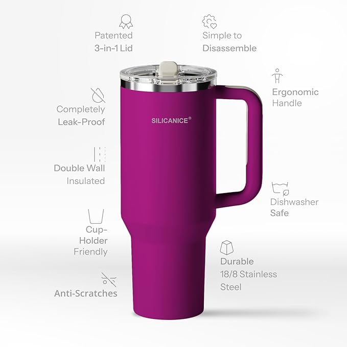 Easy Clean Pro Tumbler - 40 oz Water Bottle with Handle & Quick-Disassemble Flip Straw, Leak Resitance,Double Wall Insulated Stainless Steel, Dishwasher Safe, BPA-Free,Gifts for Women & Men - Bloomnest