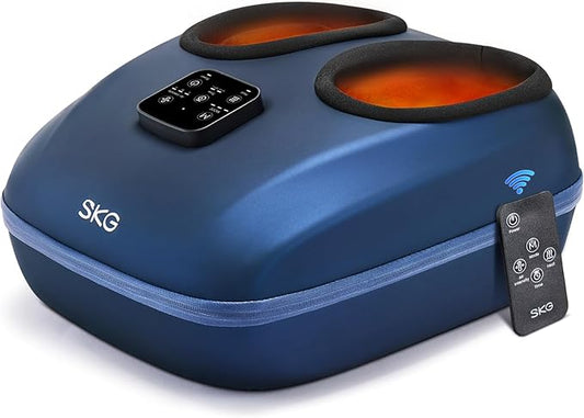 SKG Foot Massager with Heat and Remote, Upgrade Electric Feet Massager for Plantar Fasciitis Pain Relief, 3 Levels Compression Massage for Neuropathy Plantar Fasciitis, Up to Size 13 Home Office Use - Bloomnest