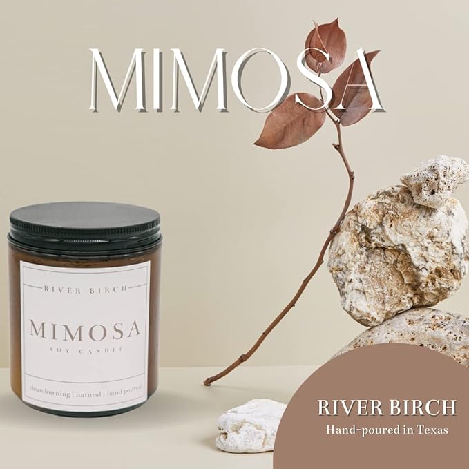 River Birch Candles Mimosa Scented Candle | Premium, All-Natural, Non-Toxic, Soy Candles | 8.5oz 40 Hr Burn Time | Cozy Relaxing Gifts for Home - Bloomnest