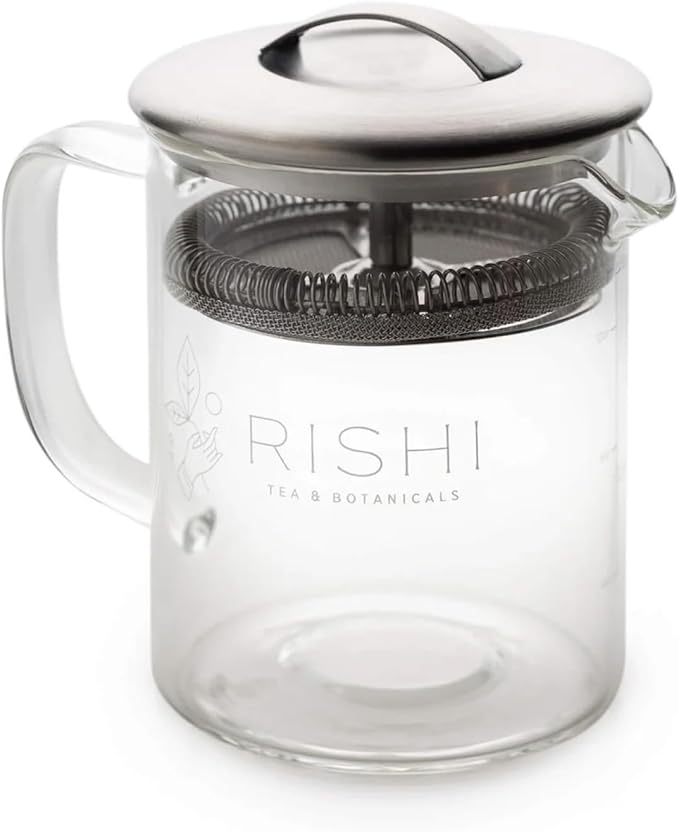 Rishi Tea Simple Brew Teapot - For 12oz Loose Tea Preparation, Built-in Strainer, Everyday Teaware, Easy to Clean, Borosilicate Glass, Enjoy Hot or Iced Tea - 400ml - Bloomnest