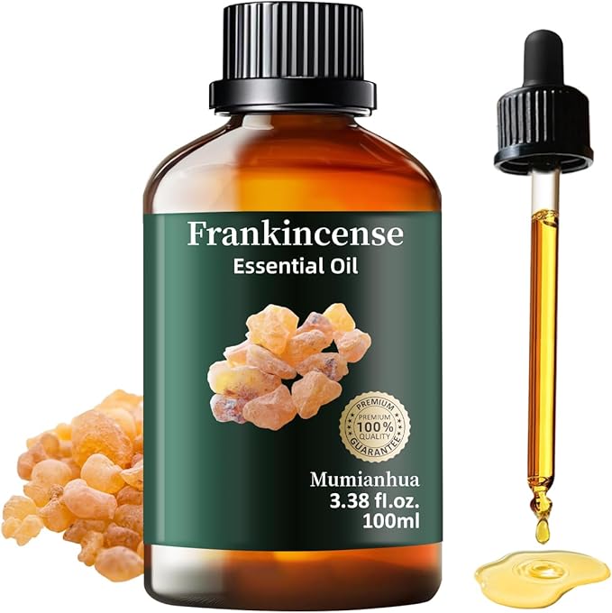Mumianhua 100% Pure Frankincense Essential Oil Natural Frankincense Oil for Aromatherapy Therapeutic Grade Resin Oil for Skin, Meditation Diffuser & Candle Making | for Home & Office Focus 3.38 Fl Oz - Bloomnest