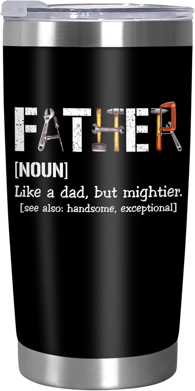 TEEZWONDER Christmas Birthday Gifts for Dad from Daughter Son - Stainless Steel Insulated Coffee Tumbler with Lid 20 oz - Funny Gifts from Kids, Mens Birthday Gift Ideas - Bloomnest