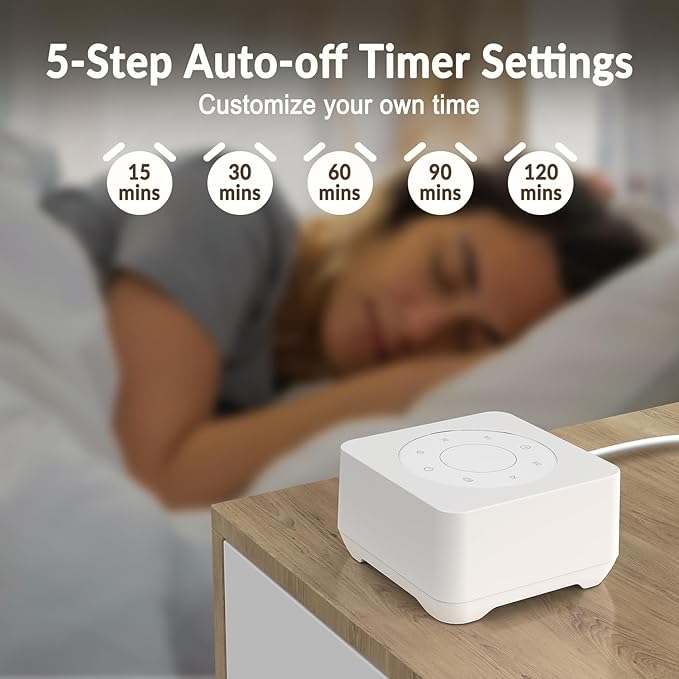 White Noise Sound Machine for Sleep 20 Soothing Sounds Noise Machine for 30 Level Volume 5 Timer Setting Favorite Setting Memory Function Touch Control Compact Portable for Adult/Baby (White) - Bloomnest