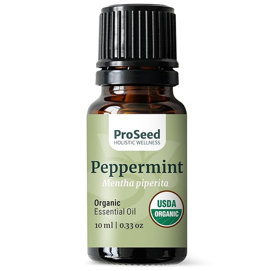 ProSeed Organic Essential Oil – Steam Distilled for Aromatherapy, Calm & Skin Care – Non-GMO, Handmade 10ml (0.33oz) (Peppermint) - Bloomnest