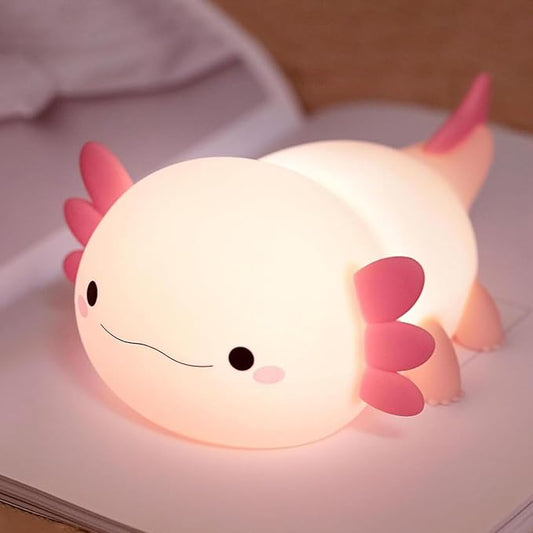 Axolotl Lamp,Cute Axolotl Night Light,Dimmable Silicone Animal Nursery Night Light,Adorable Rechargeable Squishy Novelty Bedside Touch Lamp,Baby Room Decor, Axolotl Gifts for Kids/Girls - Bloomnest