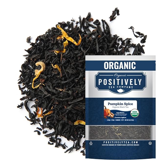 Organic Positively Tea Company, Pumpkin Spice Black Tea, Loose Leaf, 4 Ounce - Bloomnest