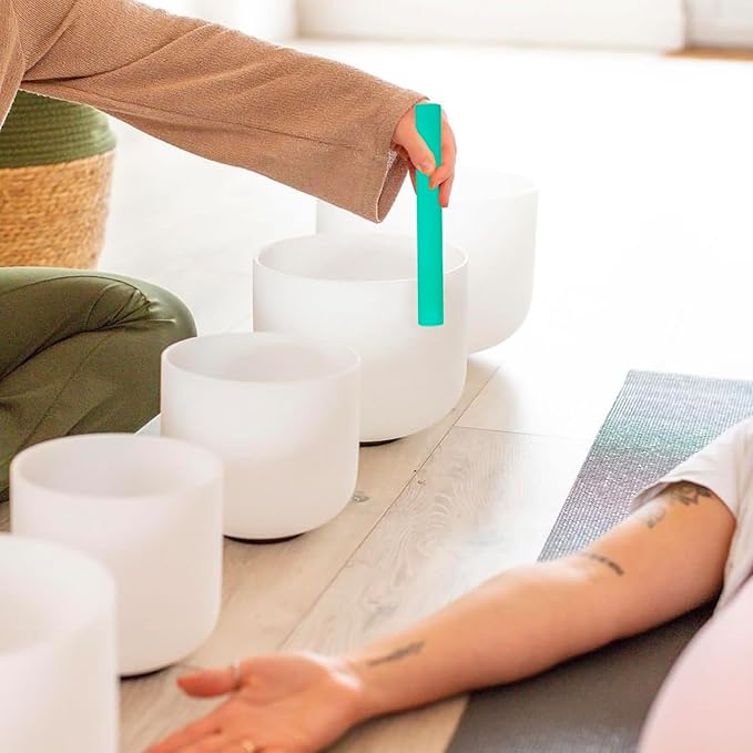 Singing Bowl Mallet Hollow Acrylic Silicone Rubber Striker Mallet for Playing Quartz Crystal Singing Bowls with Bundle Pocket(Green) - Bloomnest