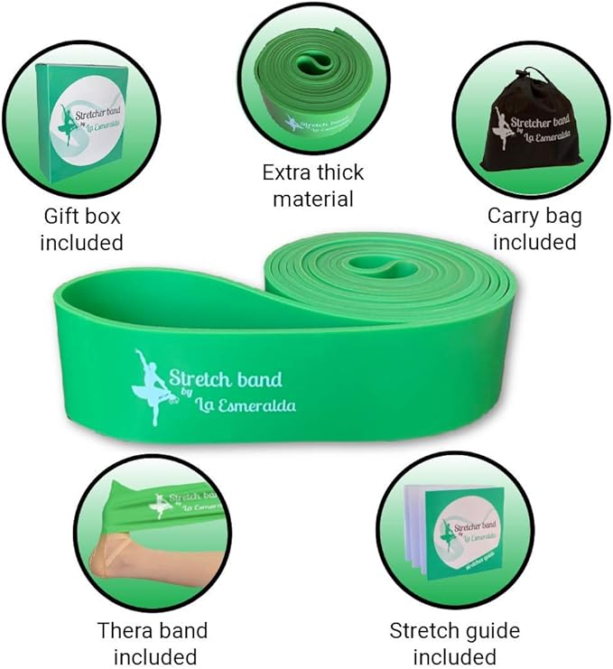 La Esmeralda Stretch Bands Set of 2 for Ballet, Dancers, Gymnastics .Resistance Bands to Improve Flexibility, Splitting and Strenght. 3 Colors, Gift Box, Instruction Booklet, Carry Bag Including. - Bloomnest