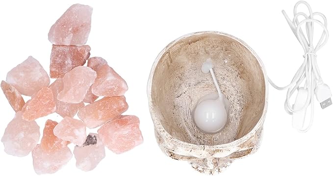Salt Lamp, Skull Shape LED Night, Stepless Dimming USB Powered, Air Purifier with Negative Ions, Decorative for Bedroom Meditation Relaxation - Bloomnest