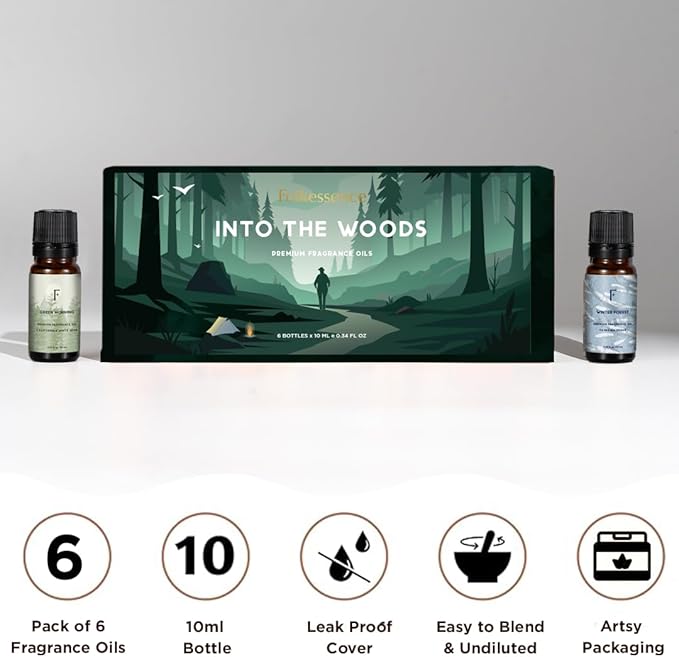 Folkulture Essential Oils for Home | Set of 6 (0.34 fl oz x 6) Sandalwood Essential Oil, Palo Santo Diffuser Oils for Relaxation | Pine & Cedar Oil Scents | Eucalyptus & White Sage Oil for Women - Bloomnest