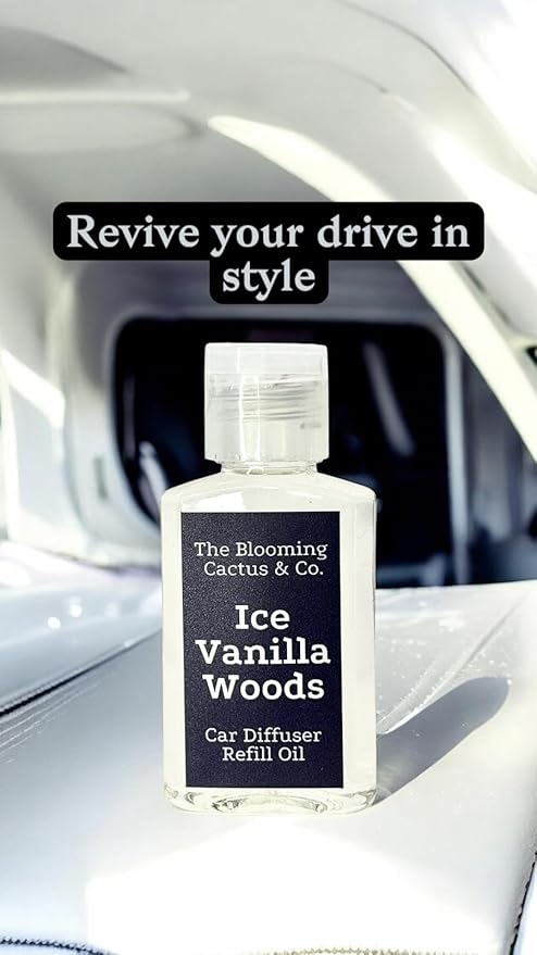 Car Air Freshener Hanging, Essential Oil Diffuser for Cars 1 OZ, Cute Car Accessories, C ar Air Freshener Refill, Long-Lasting Fragrance Refill, Car Diffuser Refill Made in USA | Iced Vanilla Woods - Bloomnest