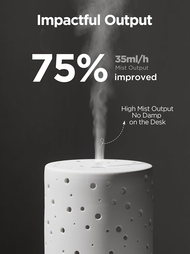 InnoGear Essential Oil Diffuser, 150ml Ceramic Ultrasonic Air Humidifier Cool Mist Aromatherapy Diffuser with 2 Mist Modes, Waterless Auto Off for Home Office, White - Bloomnest