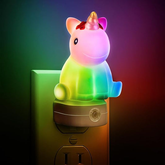 L LOHAS LED Plug-in Night Light for Kids, Cute Color Changing LED Night Light with Dusk to Dawn Sensor, Christmas, Birthday Gift Nightlight for Girls & Kids, Room Decor - Bloomnest