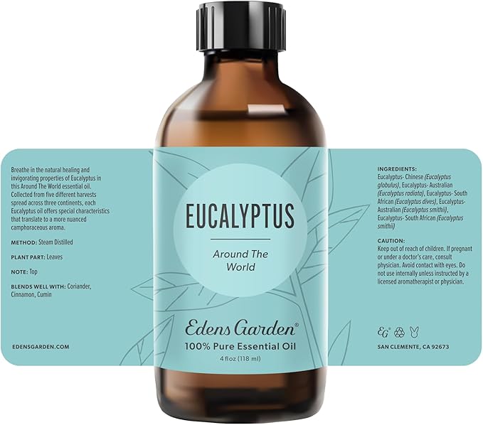 Edens Garden Eucalyptus Around The World Essential Oil- 100% Pure Premium Grade, Undiluted, Natural, Therapeutic, Aromatherapy, The Best for Diffuser, Candle, Laundry, Humidifiers 118 ml (4 fl oz) - Bloomnest