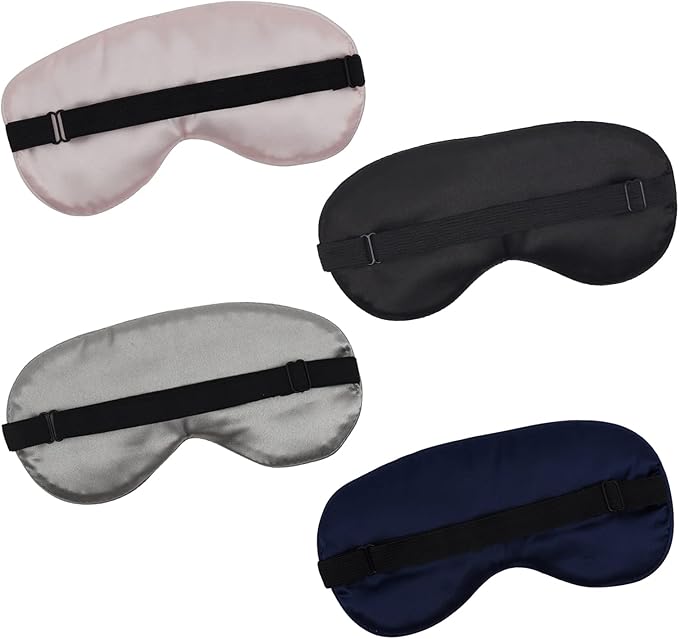 4 Pack Eye Mask for Sleeping Silky Soft Satin Blindfold Adjustable Strap Night Eye Cover for Women Men - Bloomnest