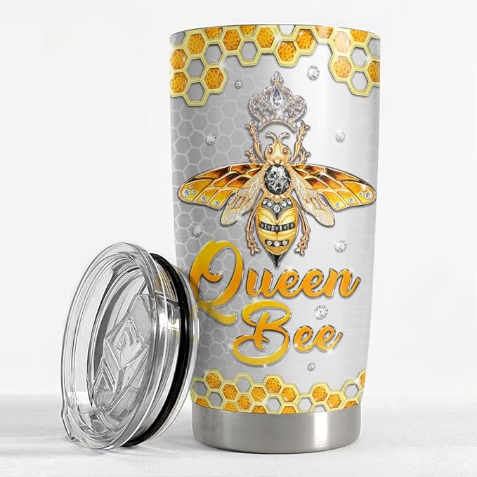 SANDJEST Bee Tumbler 20oz Jewelry Drawings Stainless Steel Insulated Tumblers Gifts for Women Girls Coffee Travel Mug Cup Gift for Birthday Christmas - Bloomnest