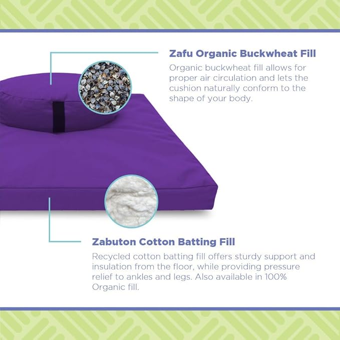 Meditation Cushion Mat Set HEMP - Round Zafu Floor Pillow Organic Buckwheat Pillow + Cotton Filled Zabuton Prayer Pad - Meditation Pillow Yoga Knee Pad - Made in USA - 14" Round, BLACK Hemp - Bloomnest