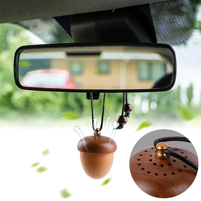 Wooden Acorn Essential Oil Car Diffuser Air Freshener Hang Decoration Brown - Bloomnest