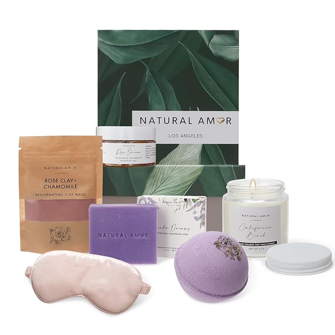 Natural Amor Spa Gift Set for Women – 6-Piece Self Care Gift Box with Handmade Soap, Bath Bomb, Candle & Skincare, Ready-to-Gift Relaxation Set - Bloomnest