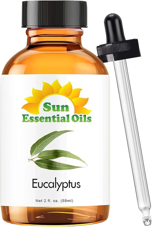 Sun Essentials Oils - 2 oz Eucalyptus Essential Oil with Dropper for Diffuser, Skin, Aromatherapy Massage, Humidifier, Scent for Candle, Lotion & Soap Making at Home, Fragrance for Room - Bloomnest